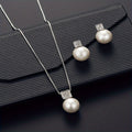 Fashionable Women'S Imitation Pearl Necklace And Earring Jewelry Set, Featuring a Simple Square Rhinestone Pendant And Stud Earrings, Perfect As a Two-Piece Accessory Gift for Birthdays, Parties, Celebrations, And Holidays, Ideal for Mothers And Girlfrien