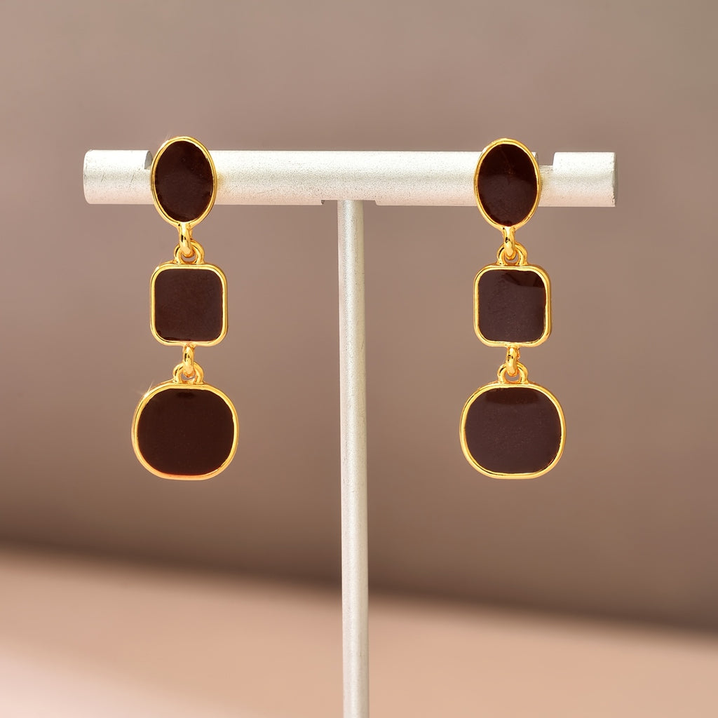 1 Par de Brincos Femininos de Franja Longa com Formas Geométricas Estilo Francês para Uso Diário, Férias e Casamentos