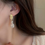 A Pair of Japanese and Korean Style Pleated Geometric Irregular Plastic Earrings