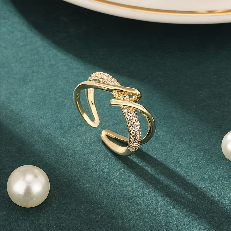 Fashionable, Unique, Exquisite, And Minimalist Ring with Micro-Set Synthetic Zirconia