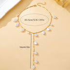 French-Style Elegant and Sexy Women's Fashion Necklace, Irregular Shape Unique Design Y-Shaped Necklace for Banquets, Parties, Festivals, Weddings, Mother's Day, Ramadan