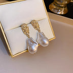 A Pair of Japanese and Korean Style Pleated Geometric Irregular Plastic Earrings