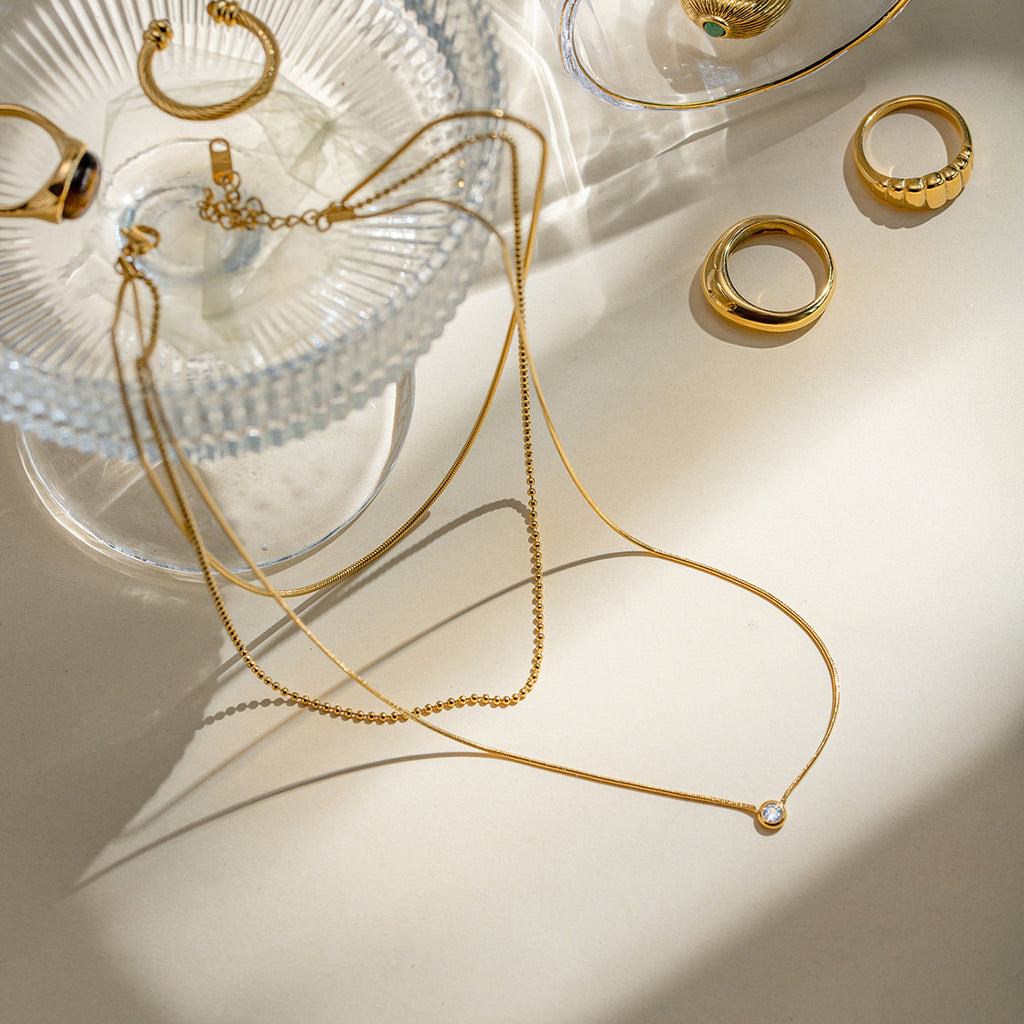 Colar de Vento Empilhado de Três Camadas, Elegante e Moderno, em Aço Inoxidável, Branco, Fácil de Usar, Luxuoso e Versátil, Adequado para Uso Diário, Festas e Férias