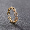 A Copper Ring with Cubic Synthetic Zirconia Inlay in Chain Design, Suitable for Women's Daily Wear and Parties