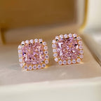Luxurious Pink Synthetic Zirconia Stud Earrings for Women's Wedding Engagement Party Daily Wear Elegant Earrings (without Box)