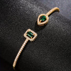 Trendy Women's Fashion Open Bangle with Geometric Synthetic Synthetic Zirconia, High-End Jewelry
