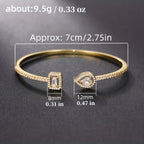 Trendy Women's Fashion Open Bangle with Geometric Synthetic Synthetic Zirconia, High-End Jewelry