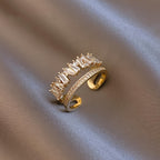 Double Layer Ring with Light Luxury Micro-Set Zirconia for Fashionable Temperament