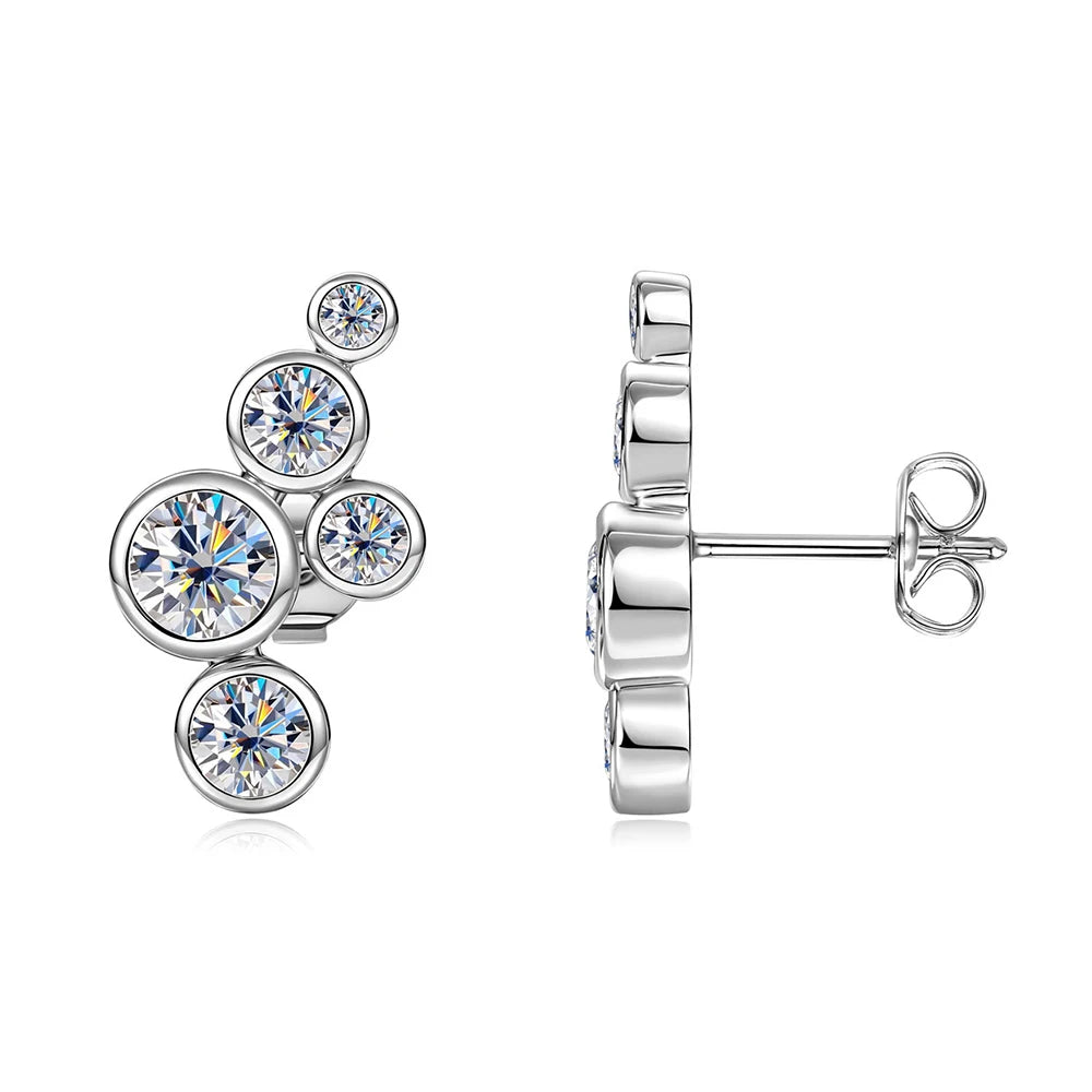 RAPRGOLD GRA Certified 3mm Round Cut Moissanite Piercing Star Stud Earrings for Women 14K Gold Filled Earring Fine Jewelry Gifts