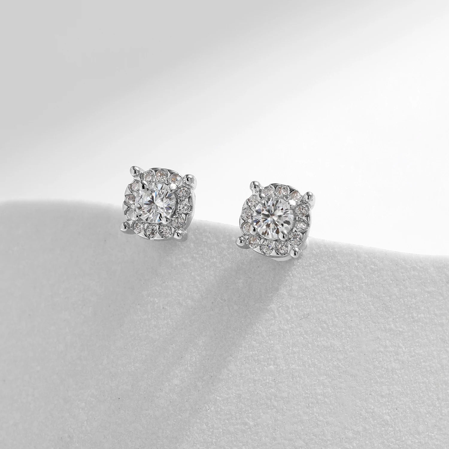 MODIAN D Color Moissanite Stud Earrings Round Cut Lab Created Diamond 925 Sterling Silver Silver Bridal Jewelry For Women Gifts