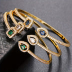 Trendy Women's Fashion Open Bangle with Geometric Synthetic Synthetic Zirconia, High-End Jewelry