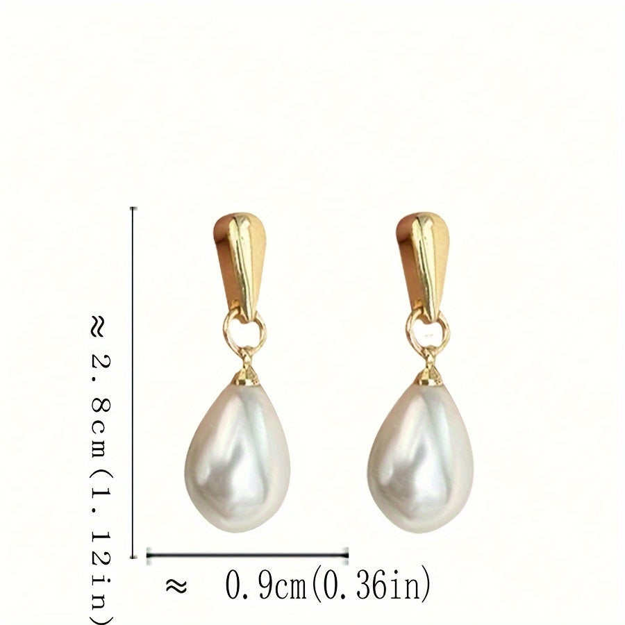 1 Pair of Korean Style Elegant Teardrop Imitation Pearl Stud Earrings, Personality Simple Vintage Design Earrings