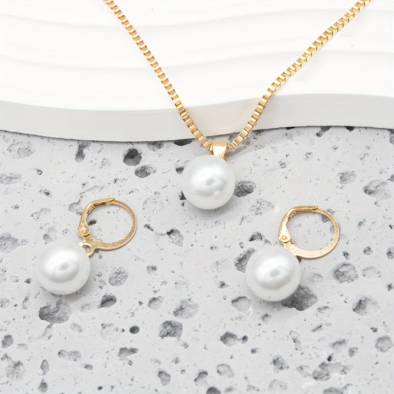 3pcs Elegant Faux Pearl Jewelry - Matching Necklace, Earrings & Ring for Women, Perfect for Birthdays, Christmas & Special Occasions, Ideal Gift for Family & Friends, Birthdays Gift