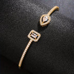 Trendy Women's Fashion Open Bangle with Geometric Synthetic Synthetic Zirconia, High-End Jewelry
