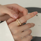 Double Layer Ring with Light Luxury Micro-Set Zirconia for Fashionable Temperament