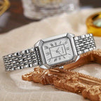 Fashion Classic Women'S Square Quartz Watch, Hypoallergenic Metal, Golden Case Roman Numeral Small Square Watch