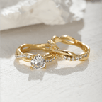 Womens Dainty KC Twist Round Cut White Synthetic Zirconia Ring Set Bridal Engagement Ring Wedding Band Anniversary Gift