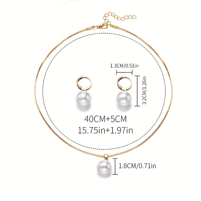 3pcs Elegant Faux Pearl Jewelry - Matching Necklace, Earrings & Ring for Women, Perfect for Birthdays, Christmas & Special Occasions, Ideal Gift for Family & Friends, Birthdays Gift