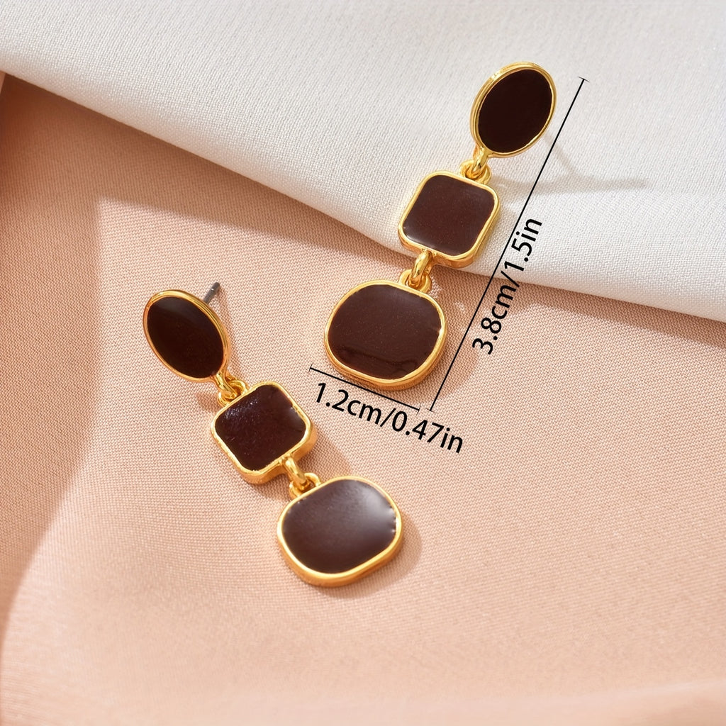 1 Par de Brincos Femininos de Franja Longa com Formas Geométricas Estilo Francês para Uso Diário, Férias e Casamentos