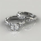 Womens Dainty KC Twist Round Cut White Synthetic Zirconia Ring Set Bridal Engagement Ring Wedding Band Anniversary Gift
