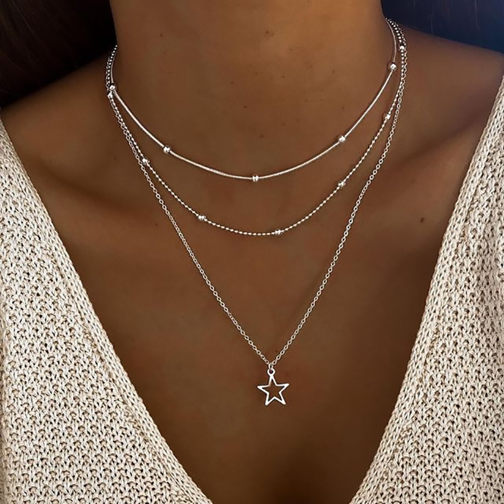 Stela | Triple-Layer Silver Necklace